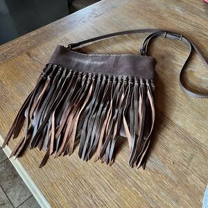 The Sak Collective Chocolate Brown Leather Fringe Crossbody Bag